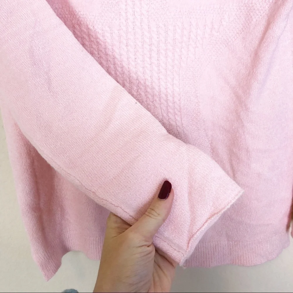 New Wit & Wisdom Cable Knit Star Sweater in Whisper Pink